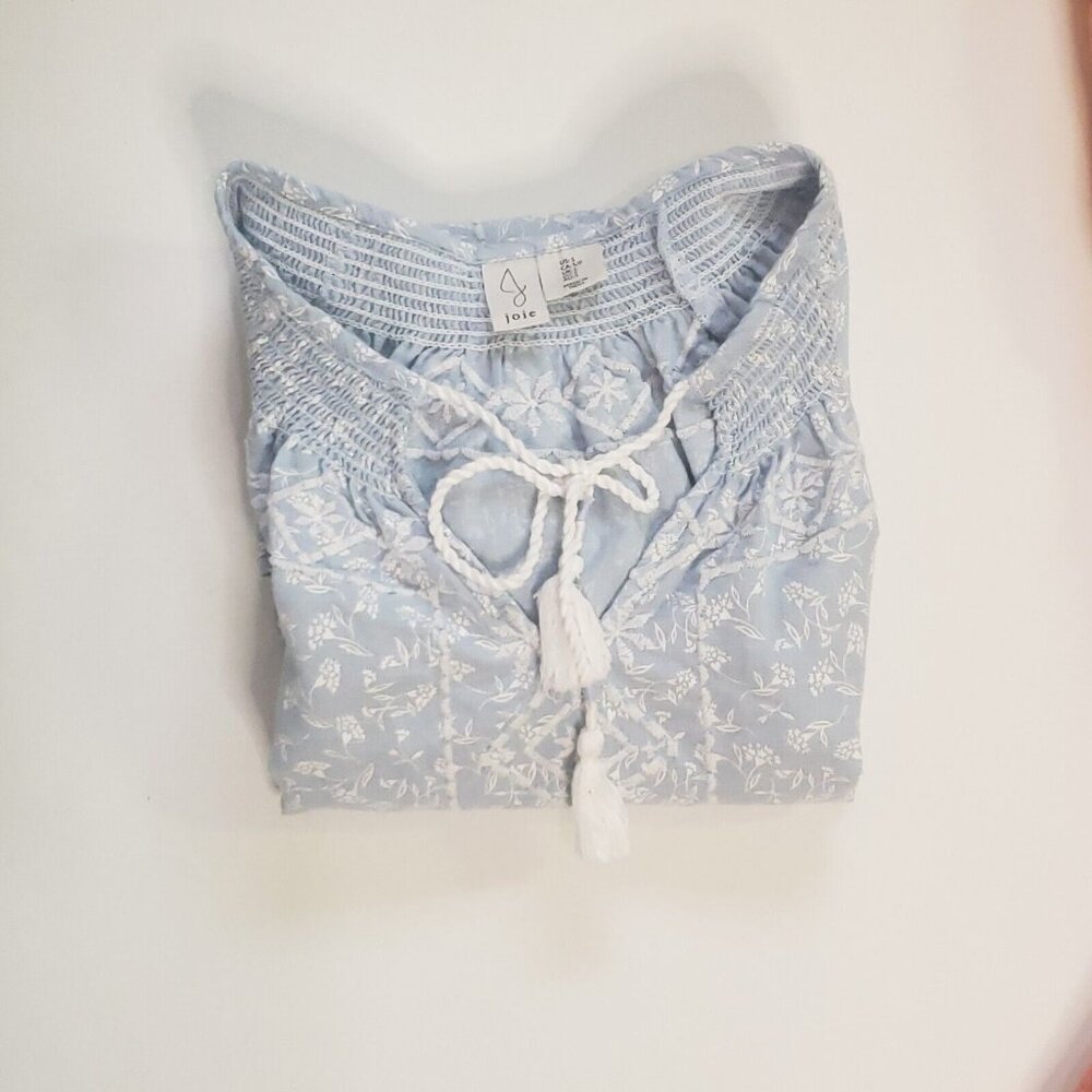 JOIE Peasant Blouse Women's Size Small Embroidered Blue Boho Cottage Core Fairy - Picture 15 of 16